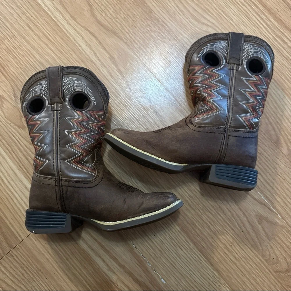 DURANGO BOYS' LIL REBEL PRO WESTERN BOOTS - SQUARE TOE Boys 13M Brown Orange Red